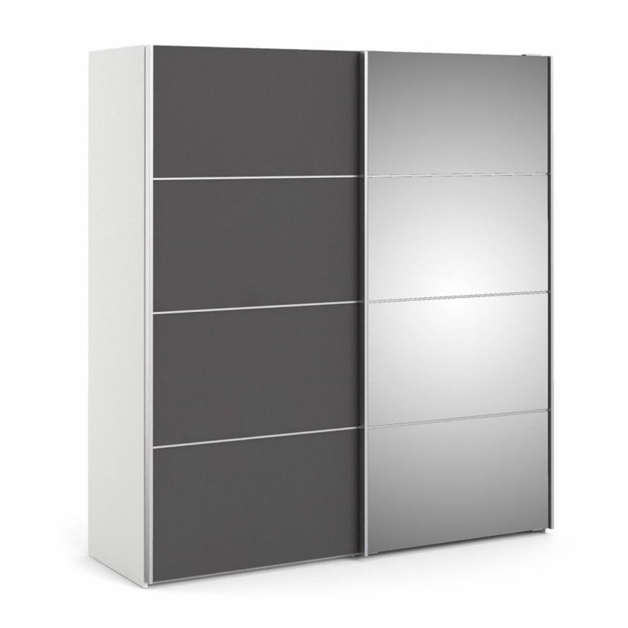 TVILUM Verona garderobe, m. 2 skyvedrer - speilglass og gr/hvit folie