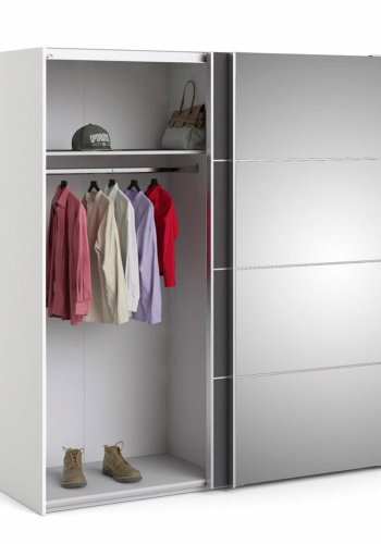 TVILUM Verona garderobe, m. 2 skyvedrer - speilglass og gr/hvit folie