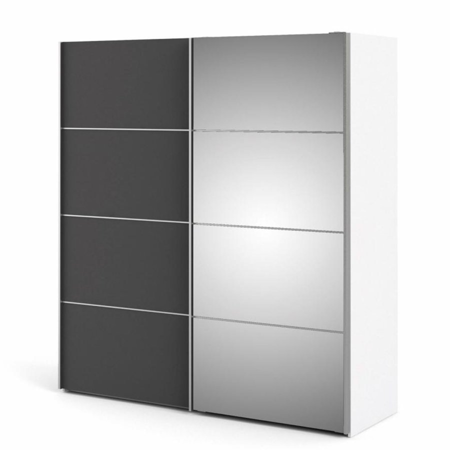 TVILUM Verona garderobe, m. 2 skyvedrer - speilglass og gr/hvit folie