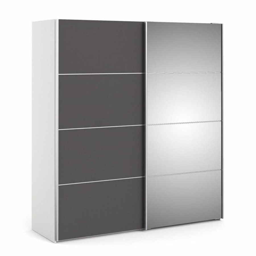 TVILUM Verona garderobe, m. 2 skyvedrer - speilglass og gr/hvit folie