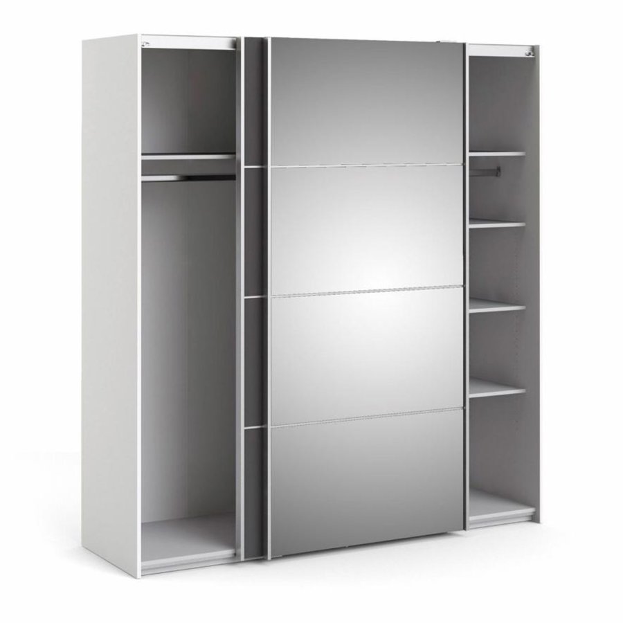 TVILUM Verona garderobe, m. 2 skyvedrer - speilglass og gr/hvit folie