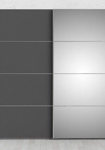 TVILUM Verona garderobe, m. 2 skyvedrer - speilglass og gr/hvit folie