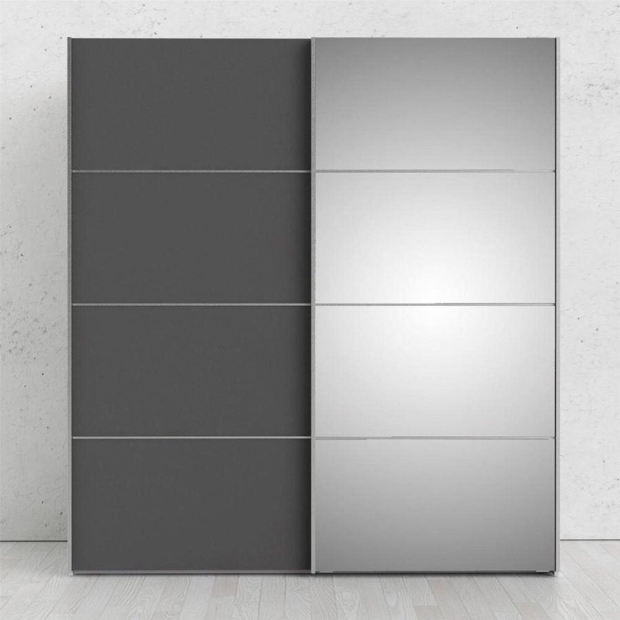 TVILUM Verona garderobe, m. 2 skyvedrer - speilglass og gr/hvit folie