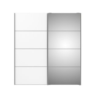 TVILUM verona skydedrsskab - spejlglas og hvidt tr, 2 skydedre med hylder og 3 skuffer