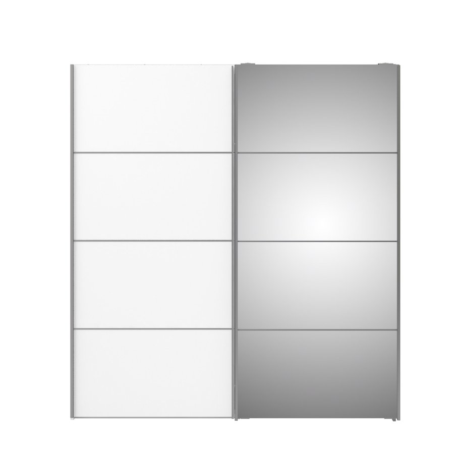 TVILUM verona skjutdrrsgarderob - spegelglas och vitt laminat, 2 skjutdrrar med hyllor och 3 ldor