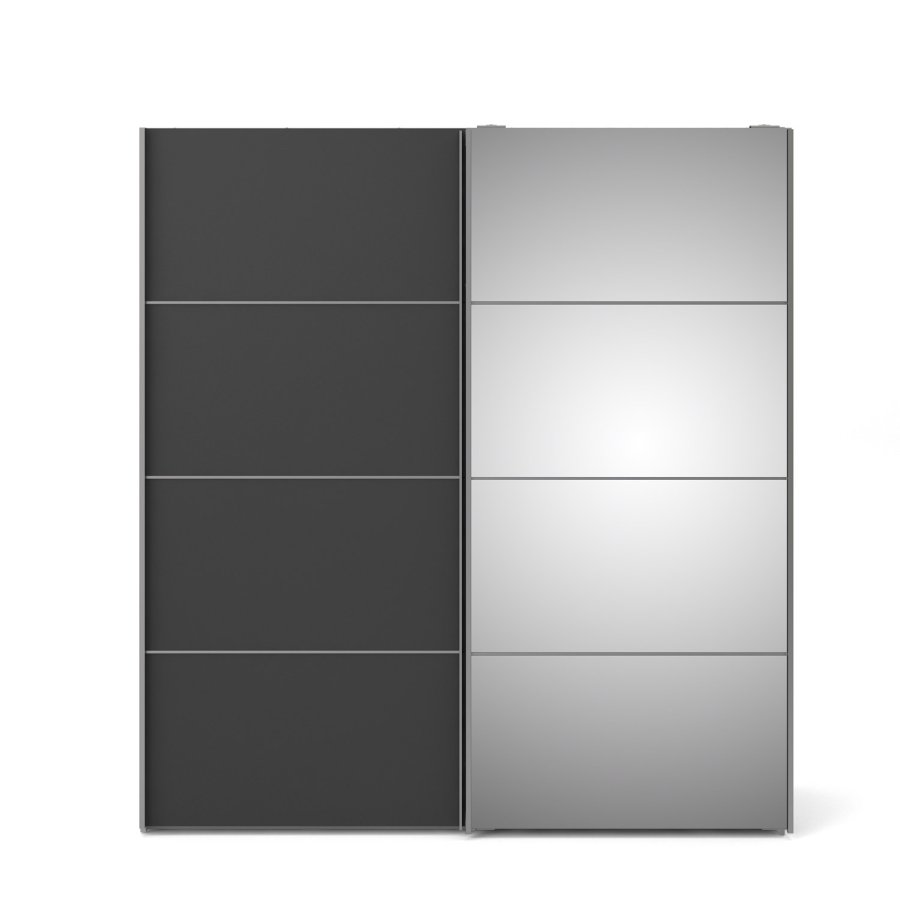 TVILUM Verona Schiebetürenschrank - weiß/grau/Spiegelglas, mit 2 Schiebetüren 