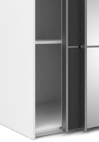 TVILUM Verona Schiebetürenschrank - weiß/grau/Spiegelglas, mit 2 Schiebetüren 