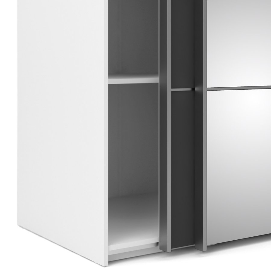 TVILUM Verona Schiebetürenschrank - weiß/grau/Spiegelglas, mit 2 Schiebetüren 