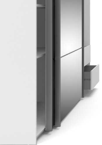 TVILUM Verona Schiebetürenschrank - weiß/grau/Spiegelglas, mit 2 Schiebetüren 