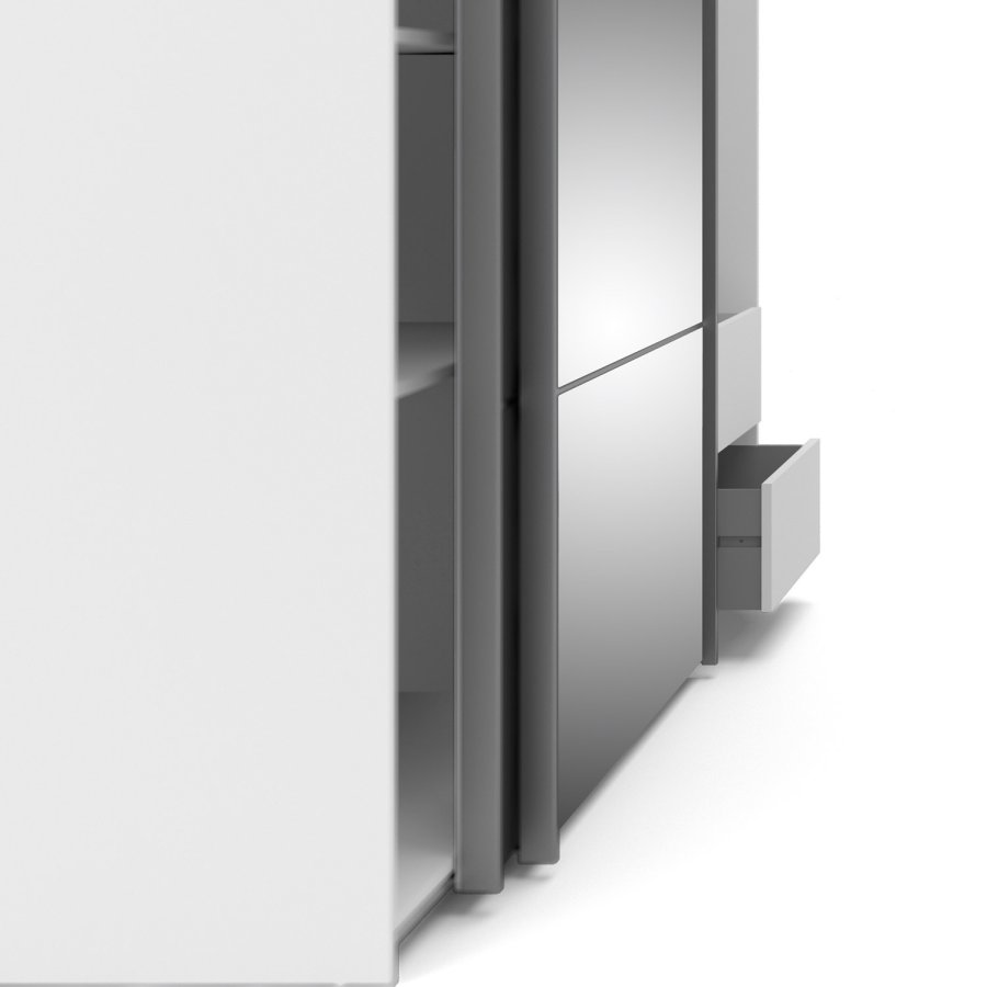 TVILUM Verona Schiebetürenschrank - weiß/grau/Spiegelglas, mit 2 Schiebetüren 