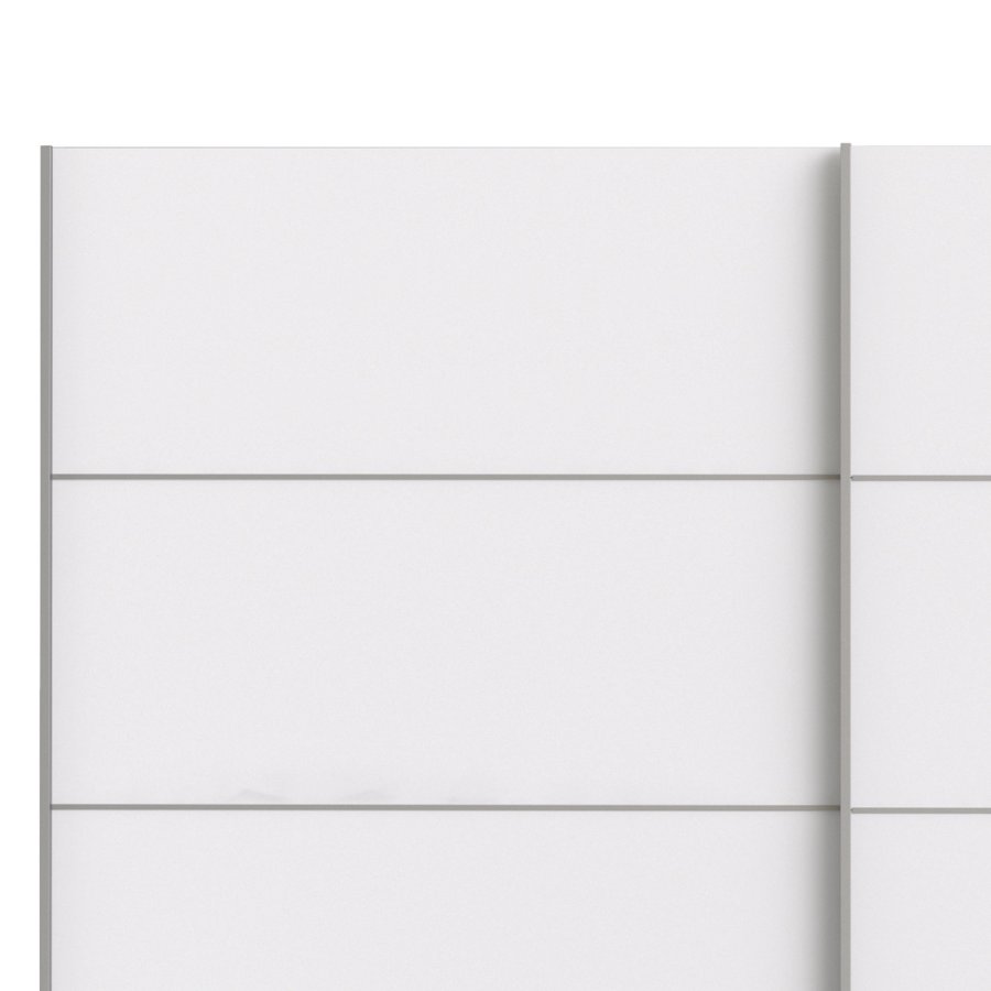 TVILUM Verona skjutdrrsgarderob - vit tr, 2 skjutdrrar, med hyllor, bred