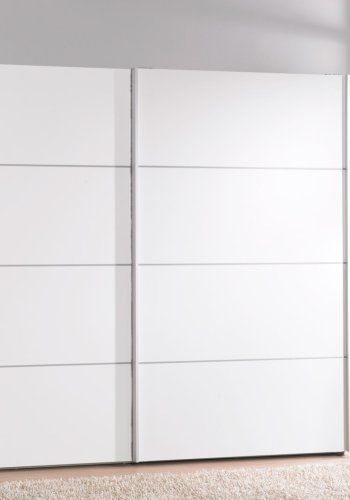 TVILUM Verona skjutdrrsgarderob - vit tr, 2 skjutdrrar, med hyllor, bred