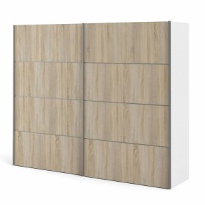 TVILUM Verona garderobeskab, m. 2 skydel�ger - hvid og egetr�sfarvet folie