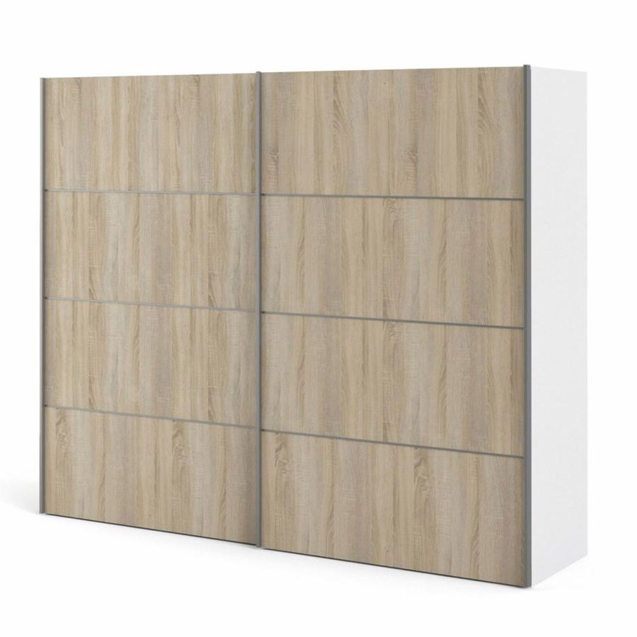 TVILUM Verona garderobe, m. 2 skyvedrer - hvit og eikefarget folie