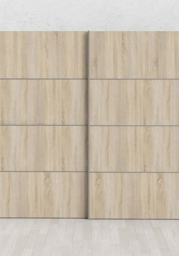 TVILUM Verona garderobe, m. 2 skyvedrer - hvit og eikefarget folie