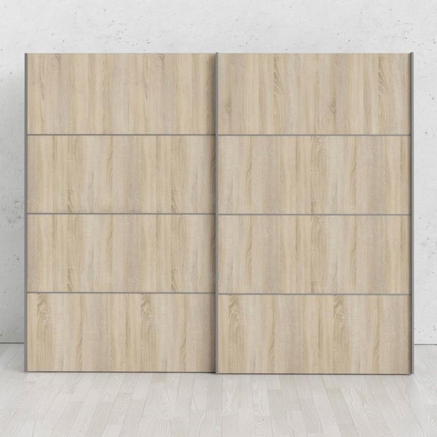 TVILUM Verona garderobe, m. 2 skyvedrer - hvit og eikefarget folie