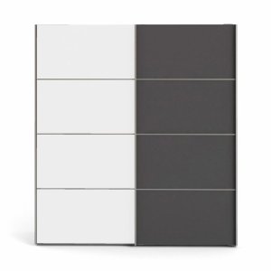 TVILUM Verona garderobeskab, m. 2 skydelger - hvid og gr folie