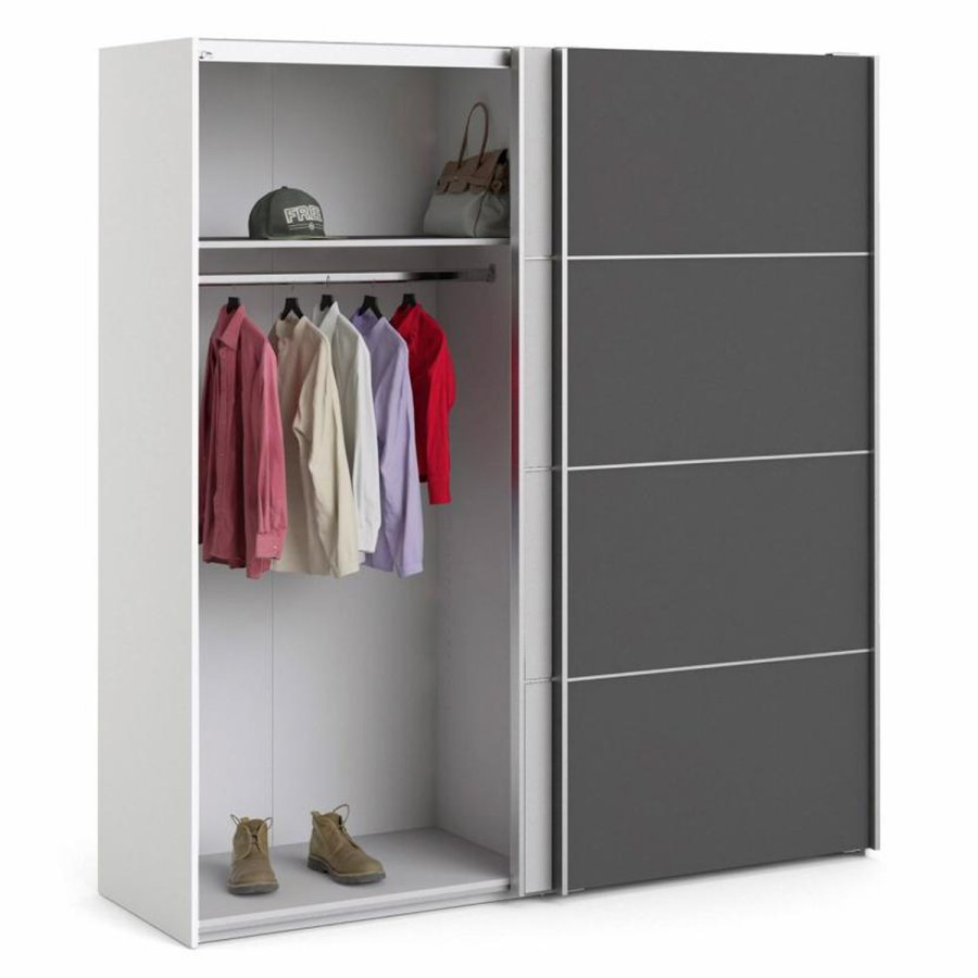 TVILUM Verona garderobe, m. 2 skyvedrer - hvit og gr folie