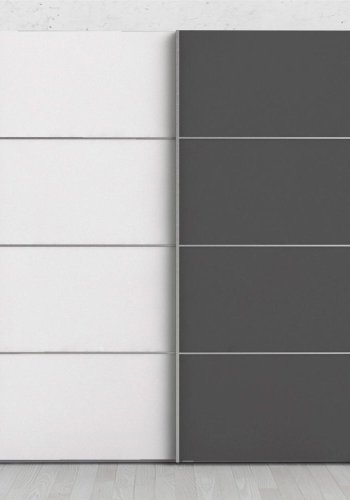 TVILUM Verona garderobe, m. 2 skyvedrer - hvit og gr folie