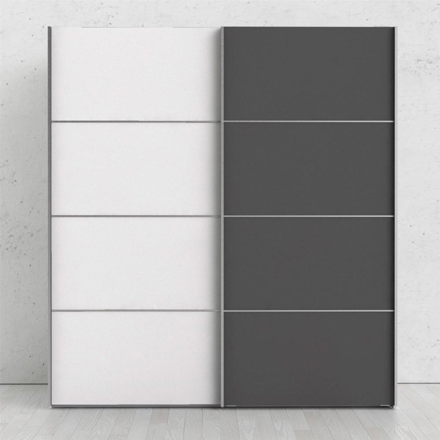 TVILUM Verona garderobe, m. 2 skyvedrer - hvit og gr folie