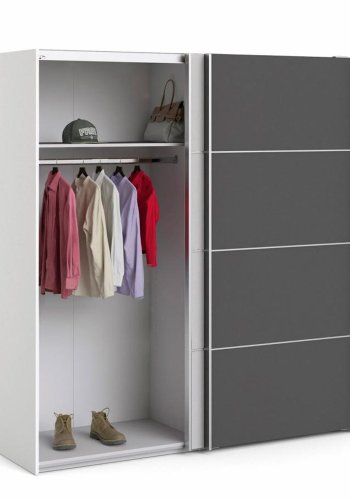 TVILUM Verona garderobe, m. 2 skyvedrer - hvit og gr folie