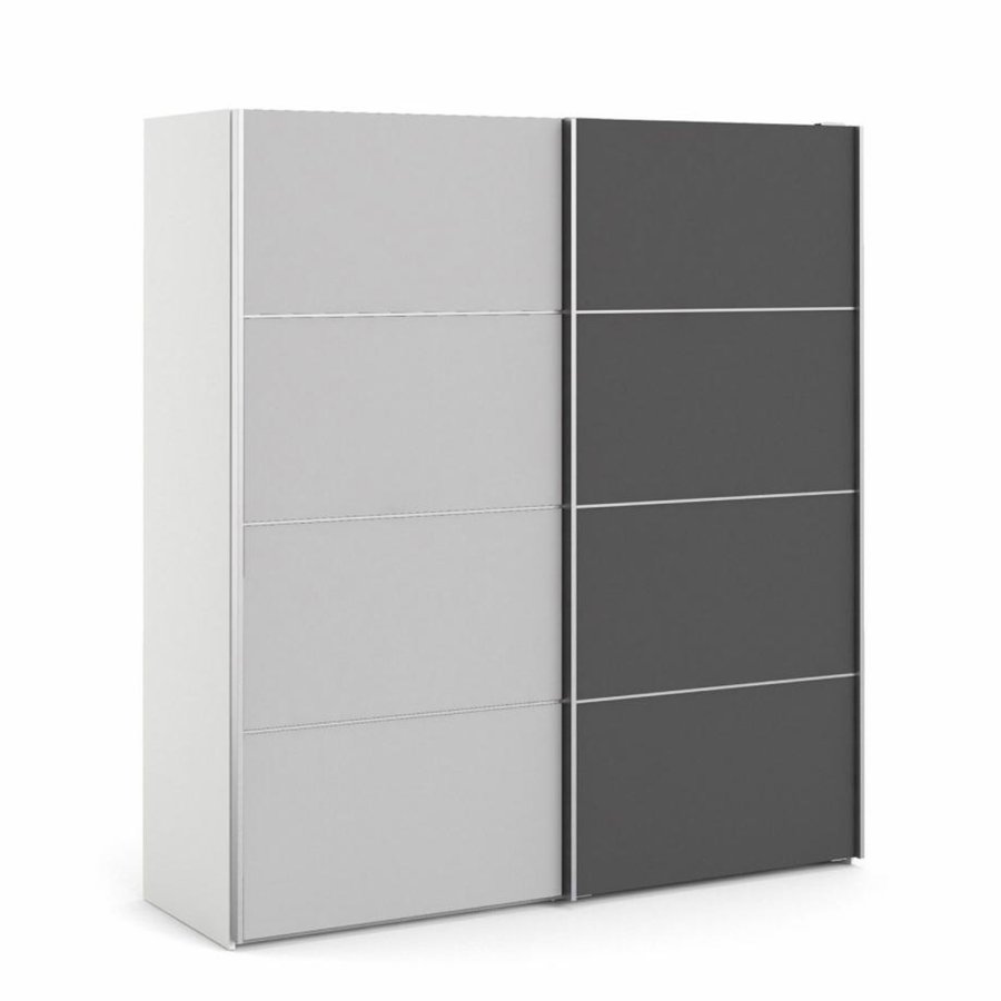 TVILUM Verona garderobe, m. 2 skyvedrer - hvit og gr folie