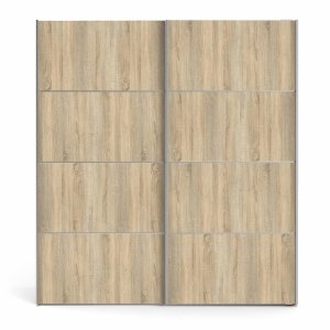 TVILUM Verona garderobeskab, m. 2 skydelger - hvid og egetrsfarvet folie