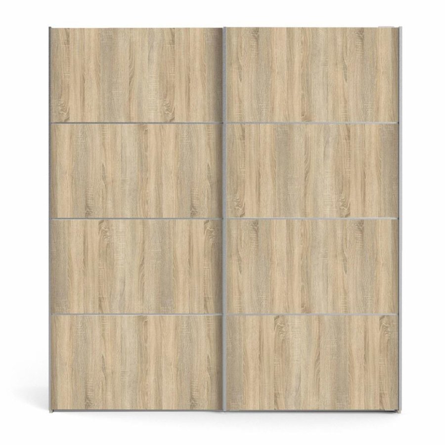 TVILUM Verona garderobe, m. 2 skyvedrer - hvit og eikefarget folie