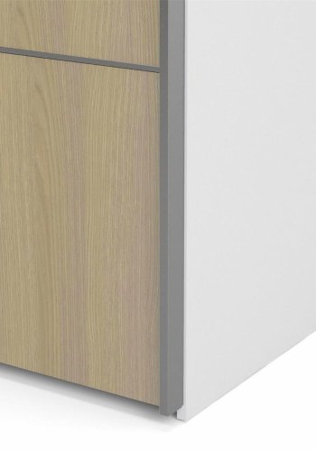 TVILUM Verona garderobe, m. 2 skyvedrer - hvit og eikefarget folie