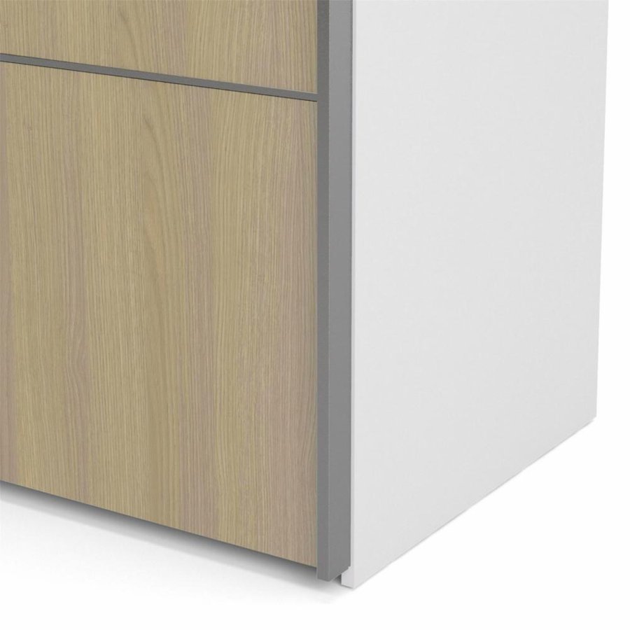 TVILUM Verona garderobe, m. 2 skyvedrer - hvit og eikefarget folie