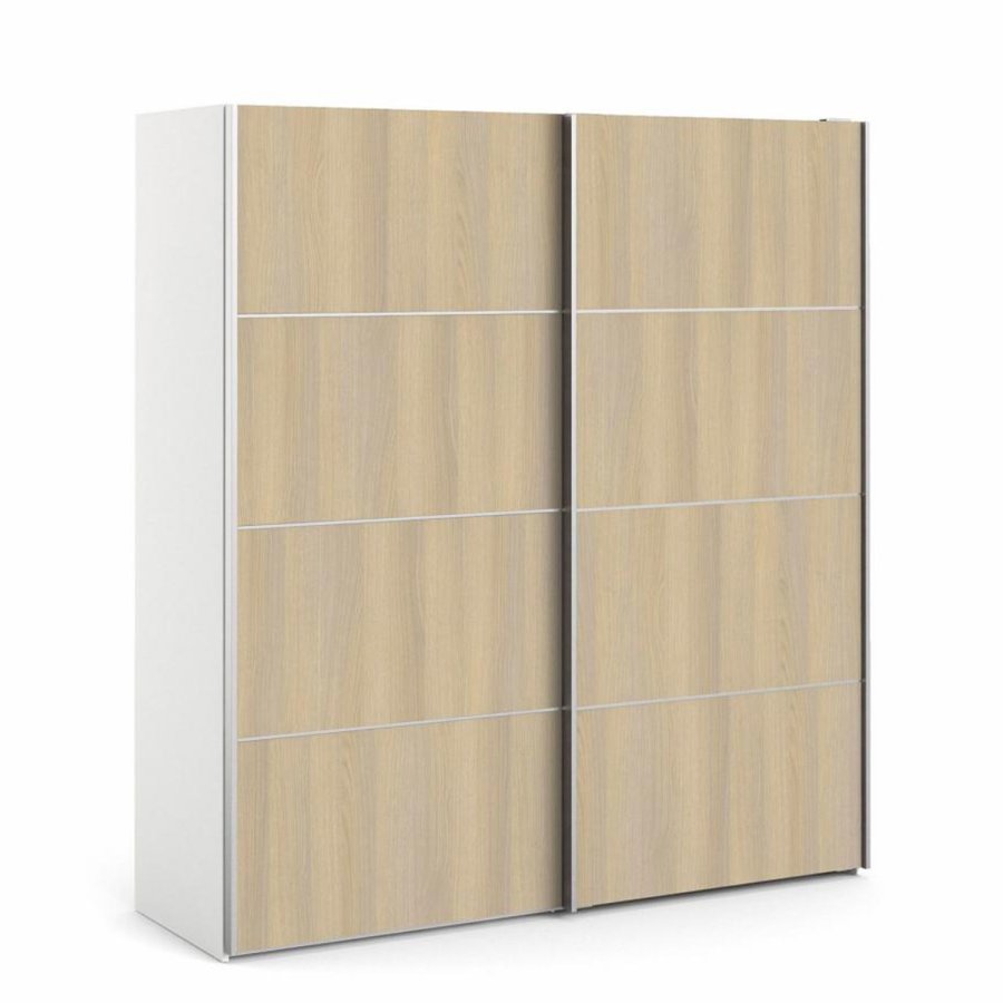 TVILUM Verona garderobe, m. 2 skyvedrer - hvit og eikefarget folie