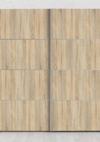 TVILUM Verona garderobe, m. 2 skyvedrer - hvit og eikefarget folie