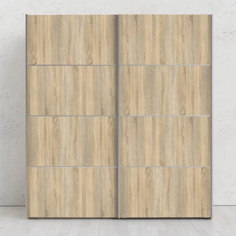 TVILUM Verona garderobe, m. 2 skyvedrer - hvit og eikefarget folie