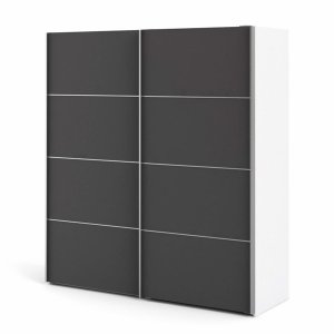 TVILUM Verona Kleiderschrank, m. 2 Schiebet�ren - wei�e und graue Folie