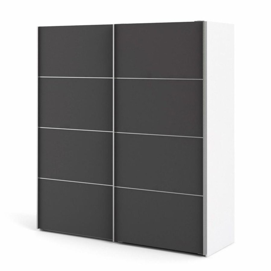 TVILUM Verona garderobe, m. 2 skyvedrer - hvit og gr folie