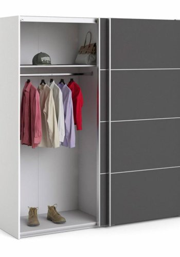 TVILUM Verona garderobe, m. 2 skyvedrer - hvit og gr folie