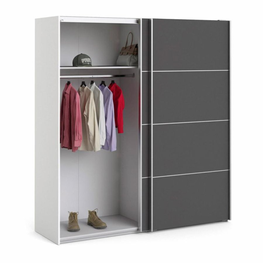 TVILUM Verona garderobe, m. 2 skyvedrer - hvit og gr folie