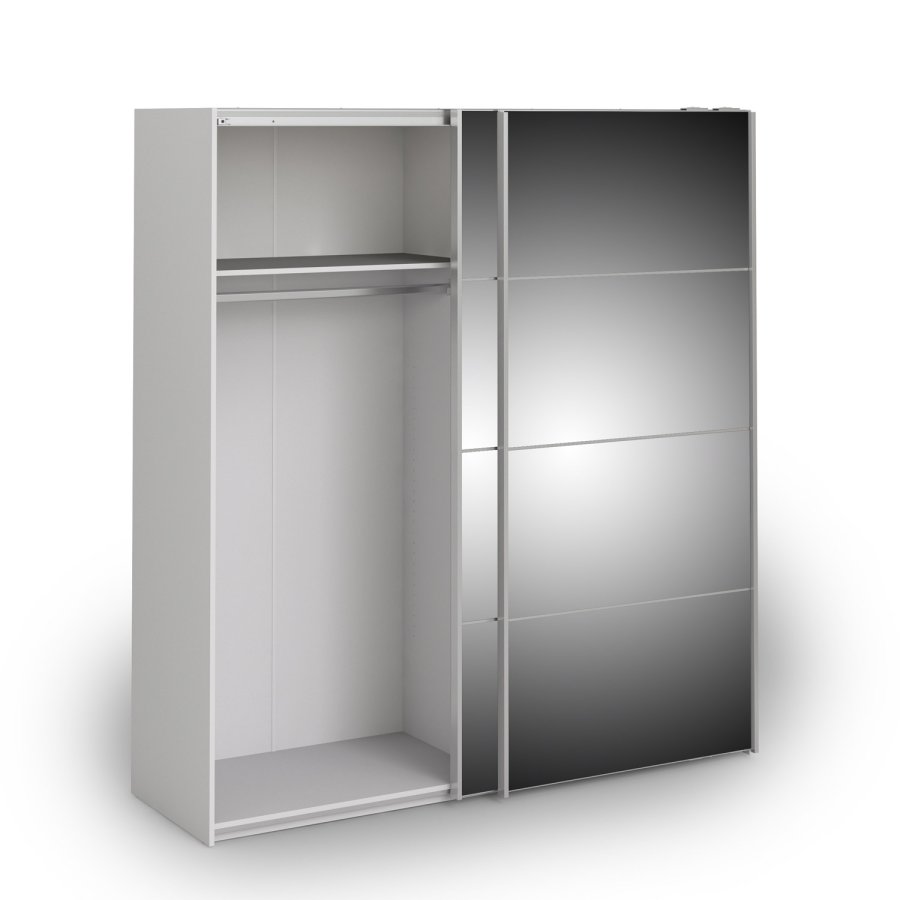 TVILUM Verona Skyvedrsskap - hvit/speilglass, m. 2 skyvedrer 