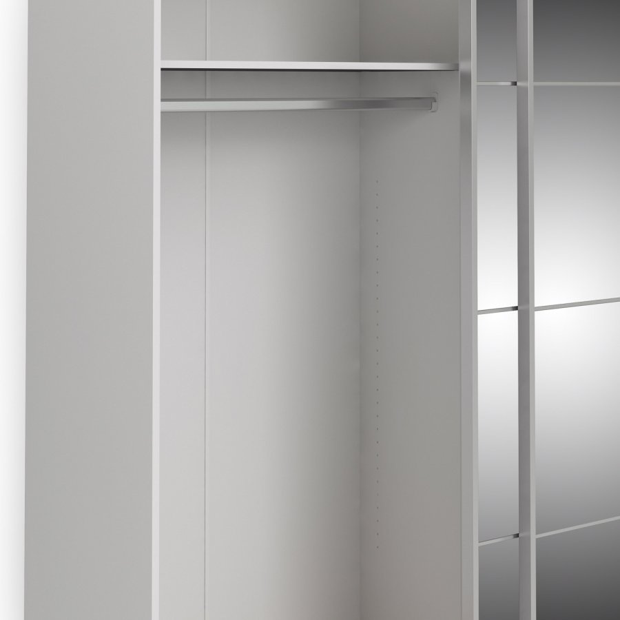 TVILUM Verona Skyvedrsskap - hvit/speilglass, m. 2 skyvedrer 