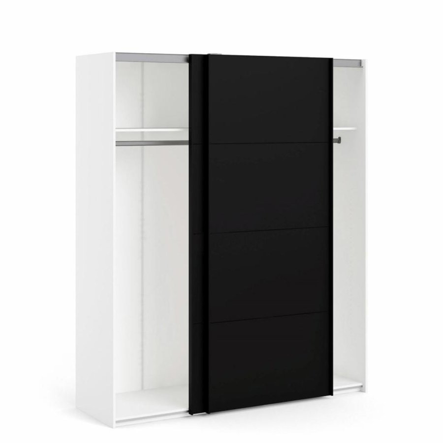 TVILUM Firenze Kleiderschrank, m. 2 Schiebetüren - weiße und schwarze Folie