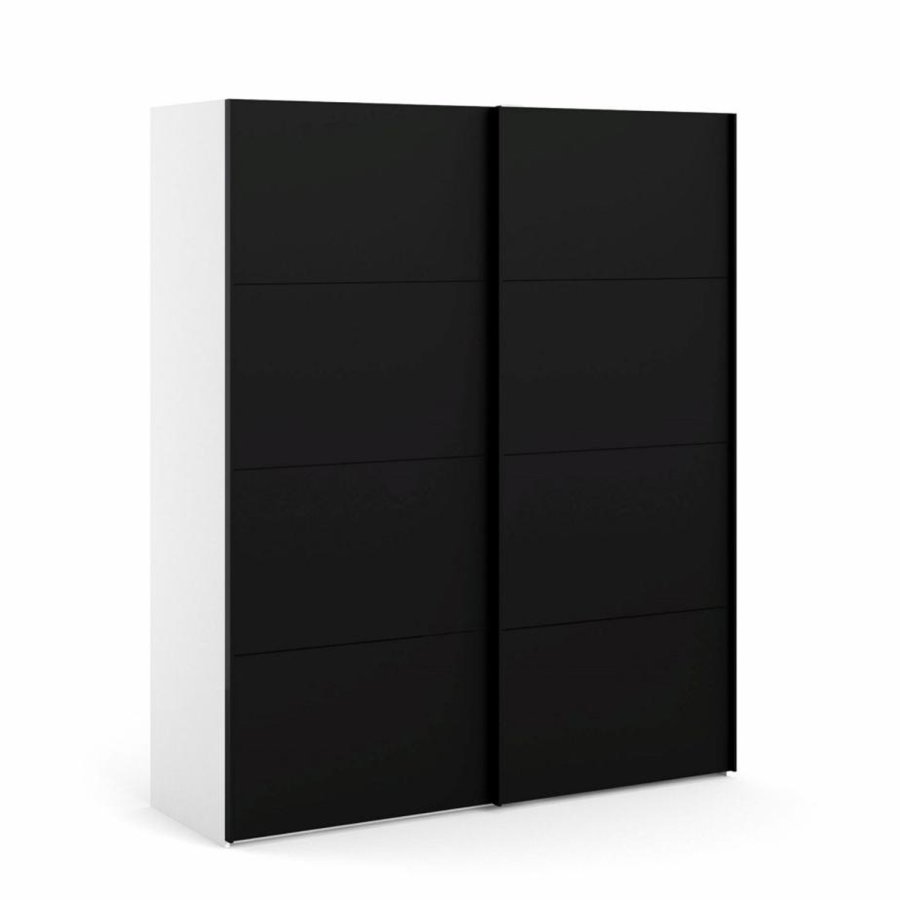 TVILUM Firenze Kleiderschrank, m. 2 Schiebetüren - weiße und schwarze Folie