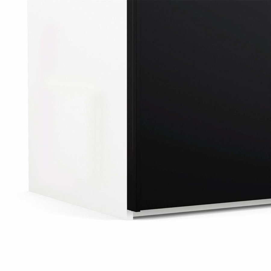 TVILUM Firenze Kleiderschrank, m. 2 Schiebetüren - weiße und schwarze Folie