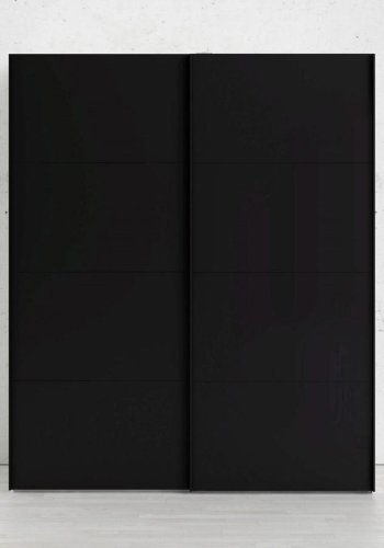 TVILUM Firenze Kleiderschrank, m. 2 Schiebetüren - weiße und schwarze Folie