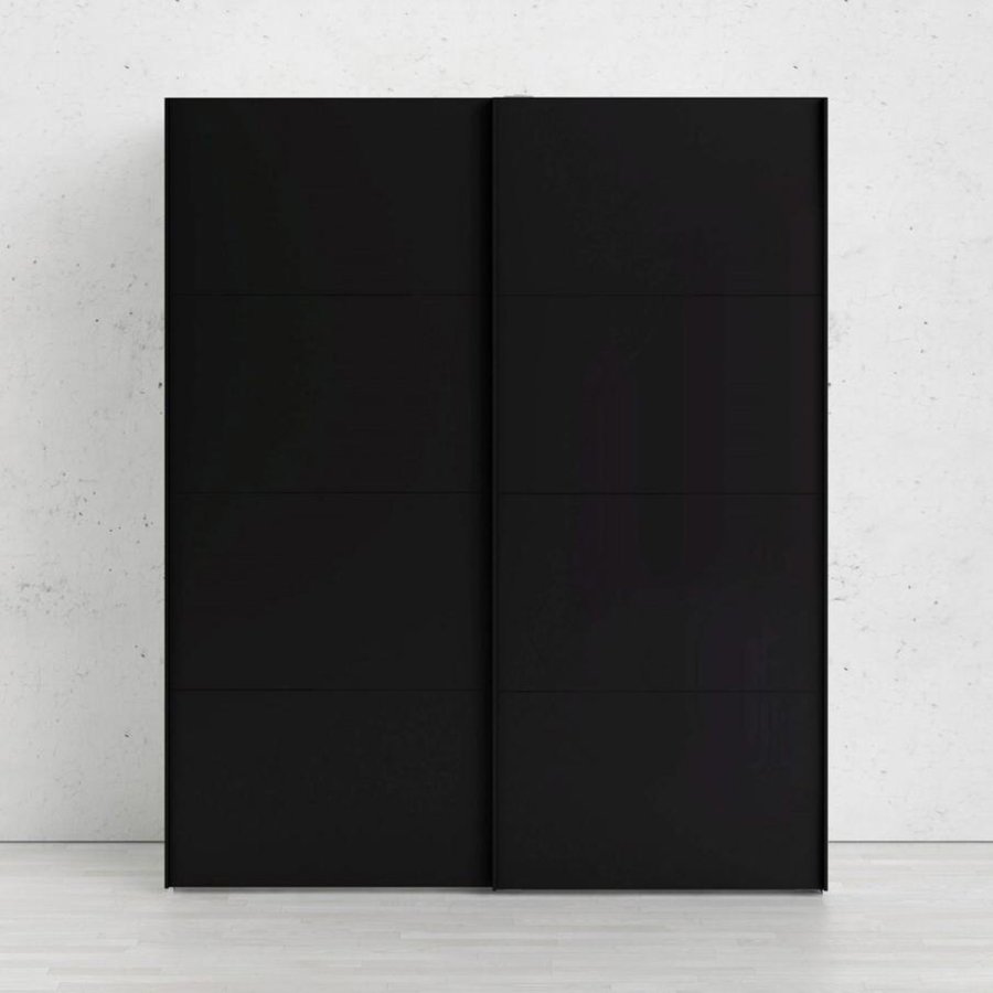 TVILUM Firenze Kleiderschrank, m. 2 Schiebetüren - weiße und schwarze Folie