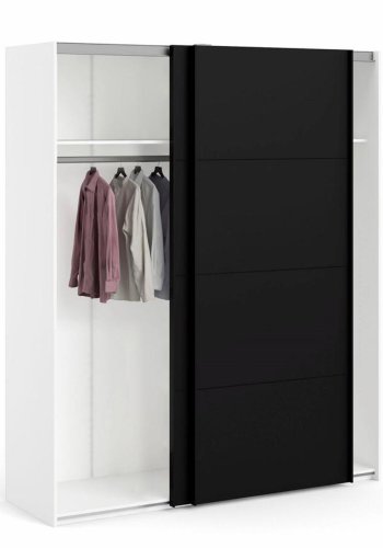 TVILUM Firenze Kleiderschrank, m. 2 Schiebet�ren - wei�e und schwarze Folie