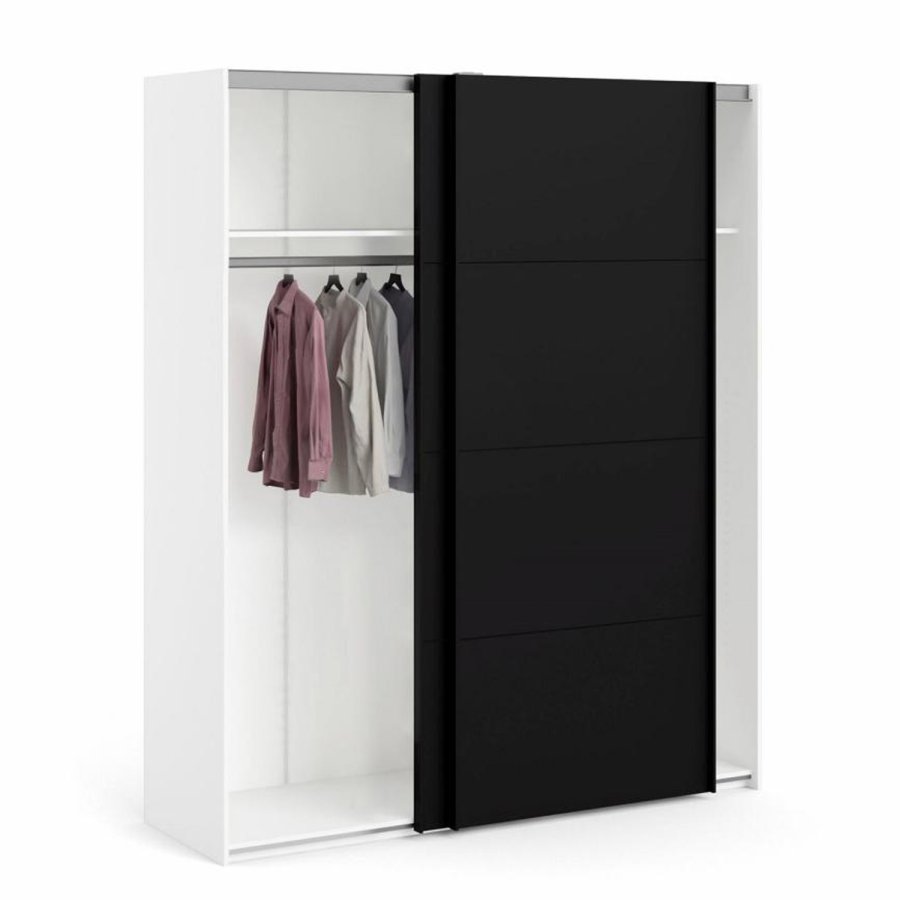 TVILUM Firenze Kleiderschrank, m. 2 Schiebetüren - weiße und schwarze Folie