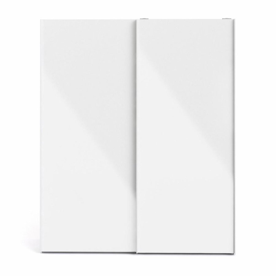 TVILUM Firenze Kleiderschrank, m. 2 Schiebetüren - weiße Folie und Spanplatte