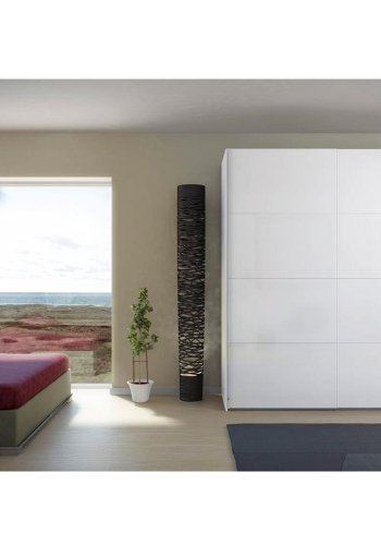 TVILUM Firenze Kleiderschrank, m. 2 Schiebetüren - weiße Folie und Spanplatte