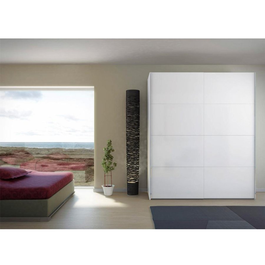 TVILUM Firenze Kleiderschrank, m. 2 Schiebetüren - weiße Folie und Spanplatte