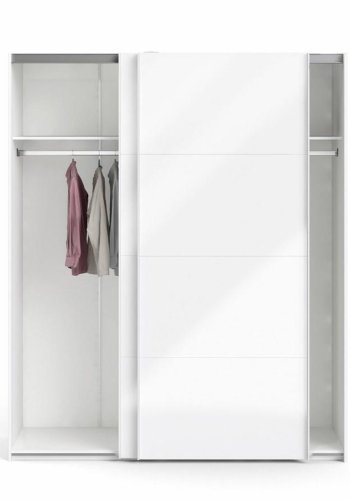 TVILUM Firenze Kleiderschrank, m. 2 Schiebet�ren - wei�e Folie und Spanplatte